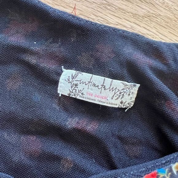 Free People Intimately Womens Black Floral Spaghetti Strap Ruffle Cami Top Med - Picture 7 of 9